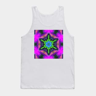 Psychedelic Hippie Flower Blue Green and Purple Tank Top